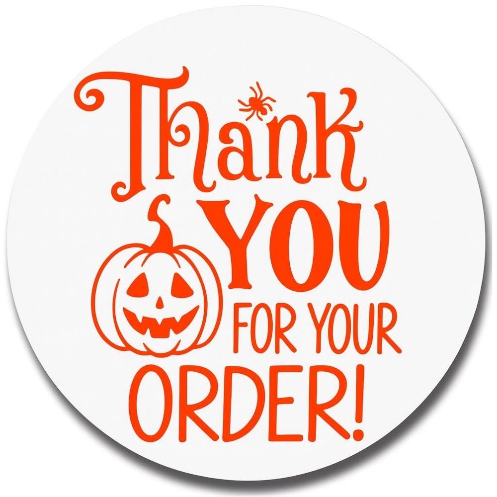 Thank You for Your Order Stickers – Halloween Pumpkin Round Labels 2"